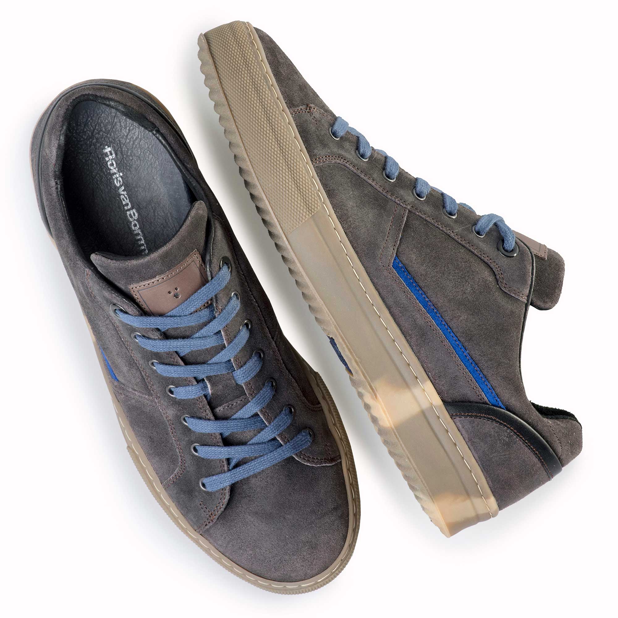 14448/03 - Floris van Bommel grijsbruine suède heren sneaker 14448/03 - Floris van Bommel grijsbruine suède heren sneaker