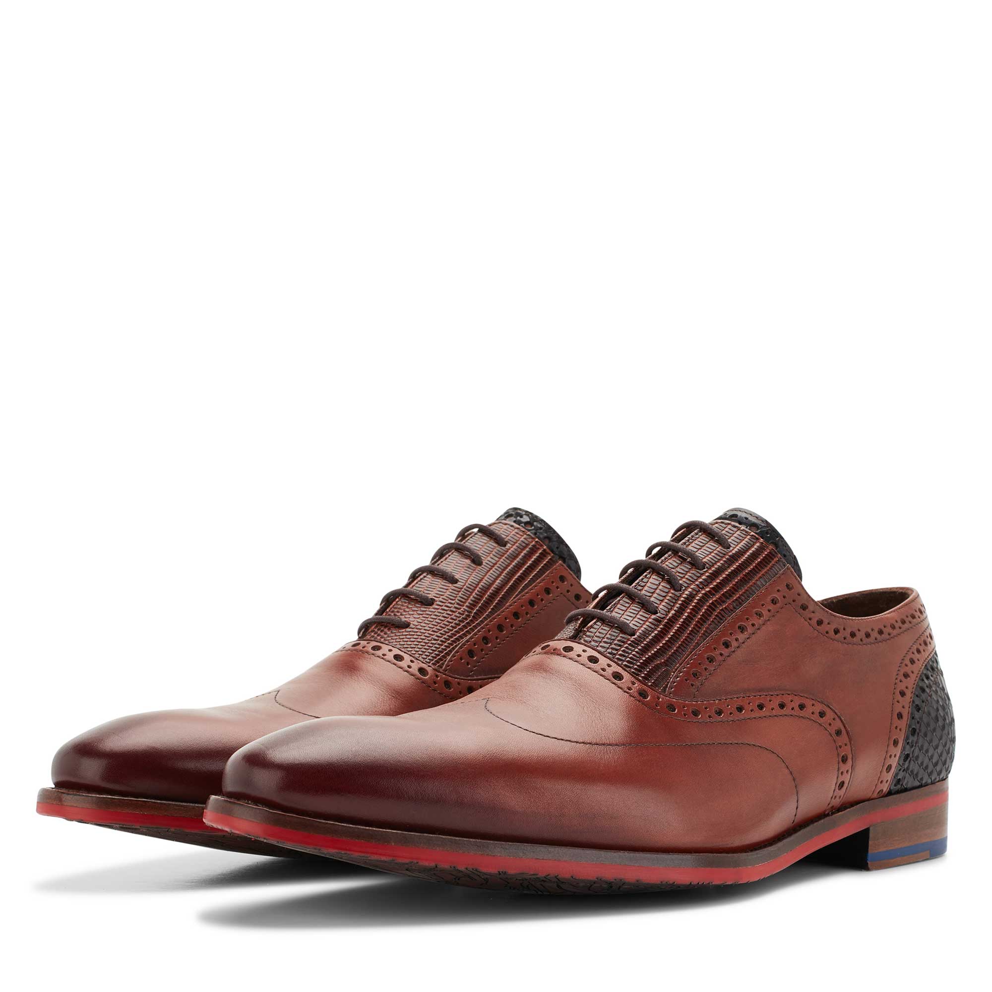 19062/00 - Floris van Bommel cognac leren heren veterschoen 19062/00 - Floris van Bommel cognac leren heren veterschoen