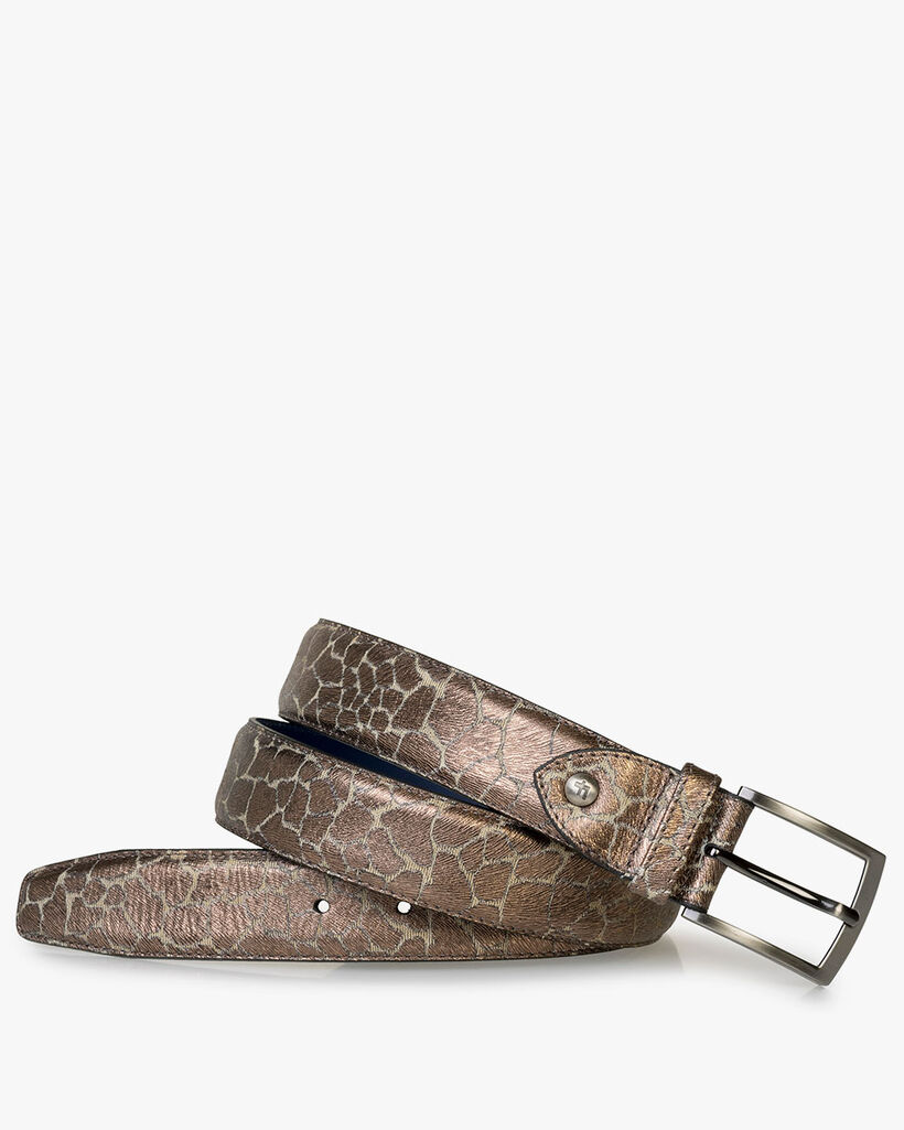 Belt metallic print bronze-coloured