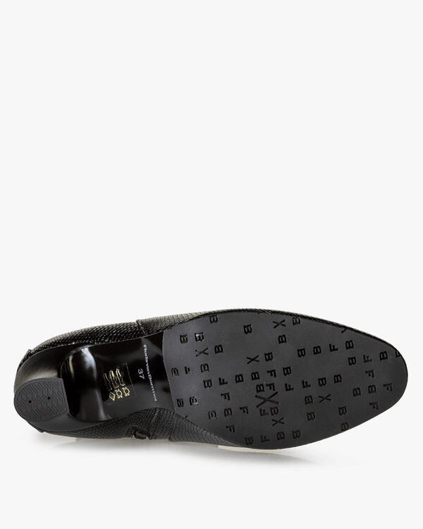 Enkellaars reptielenprint zwart