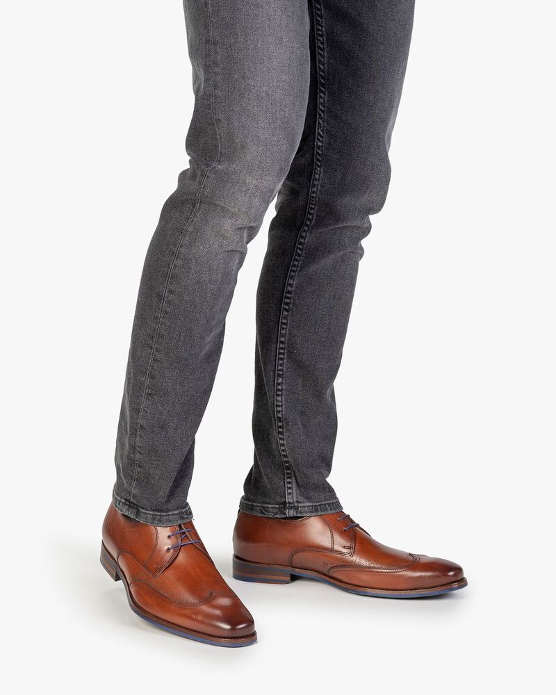 Lace shoe cognac calf leather