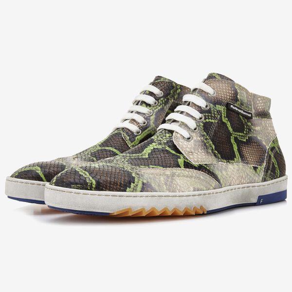 Floris van Bommel groene snakeprint heren sneakerboot