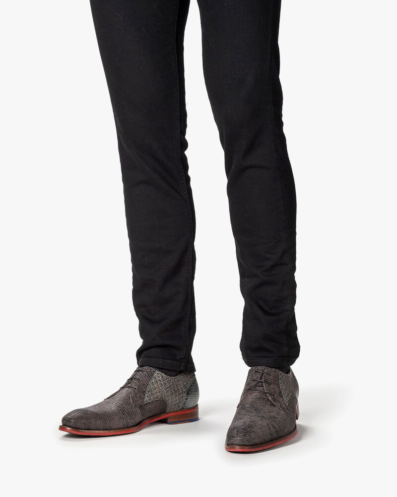 Veterschoen geprint su&egrave;de grijs