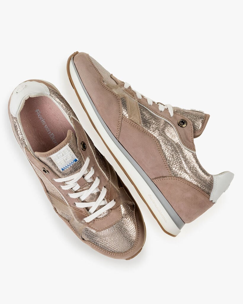 Sneaker nubuckleer beige