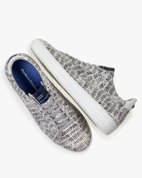 Sneaker nubuckleer zwart/wit