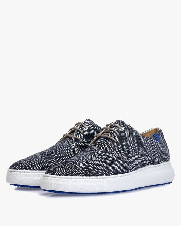 Sneaker printed suede leather blue