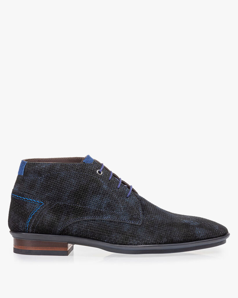 Lace boot blue with print