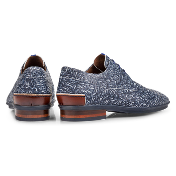 Lace shoe printed nubuck leather blue