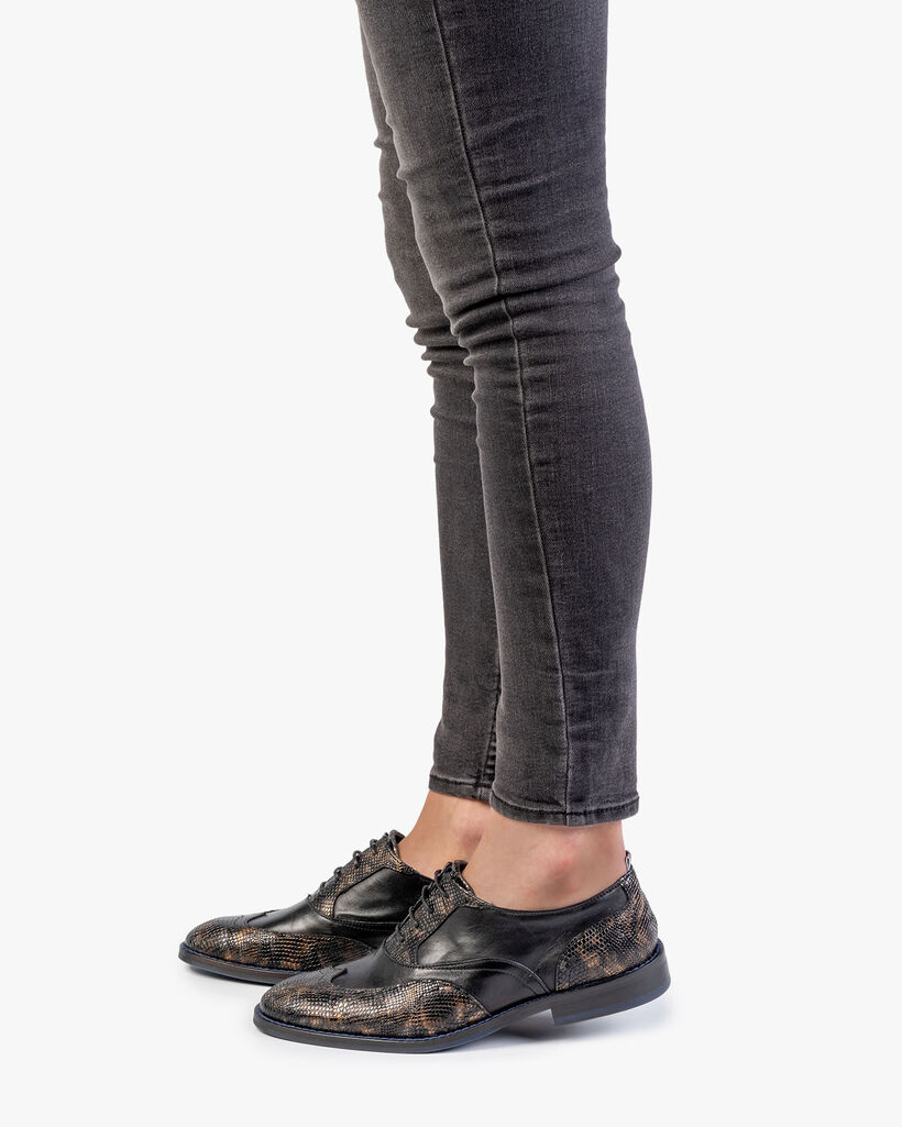 Veterschoen crocoprint koper