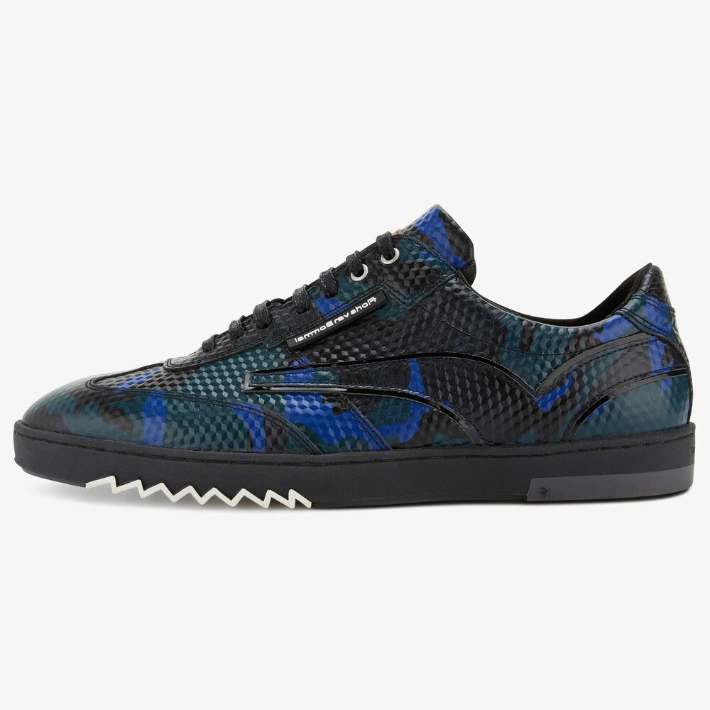 Floris van Bommel zwarte leren snakeprint heren sneaker