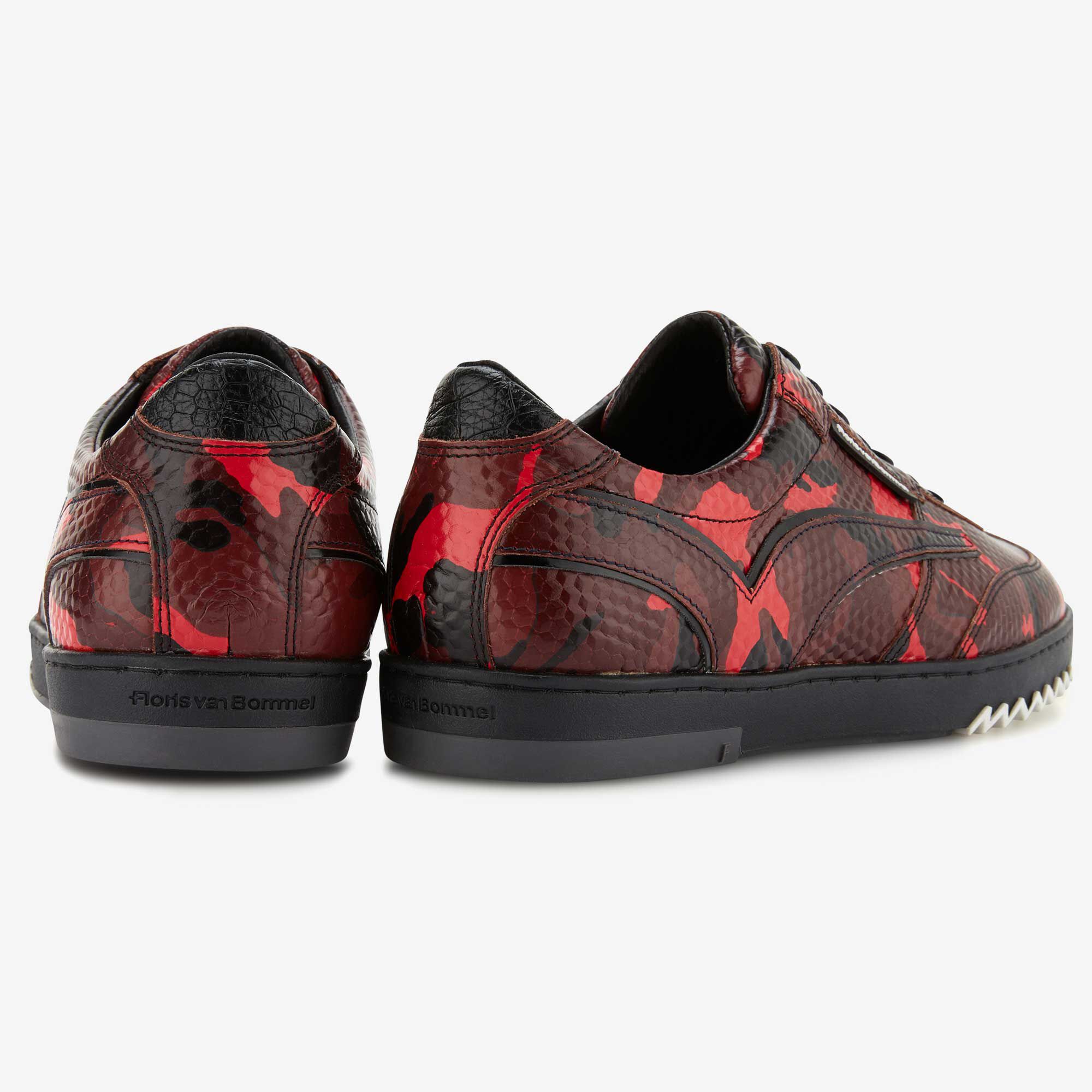 Rode leren snakeprint heren sneaker 16094/05 Floris van Bommel