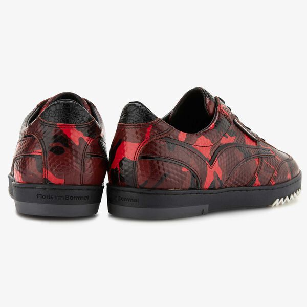 Floris van Bommel red leather men’s sneaker with snake print