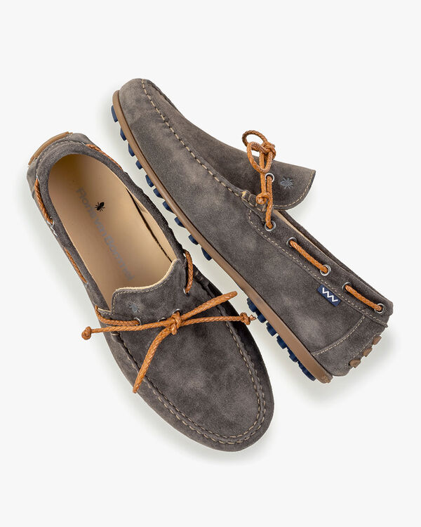 Moccasin suede leather dark grey