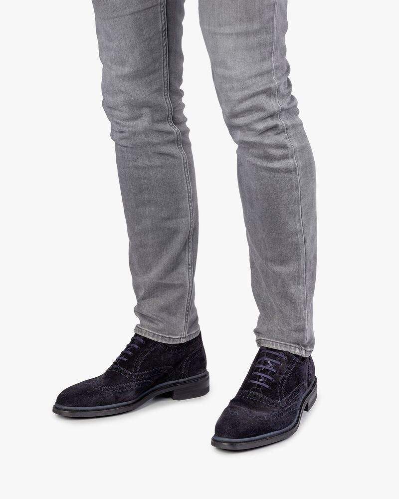 Brogue suede leather dark blue
