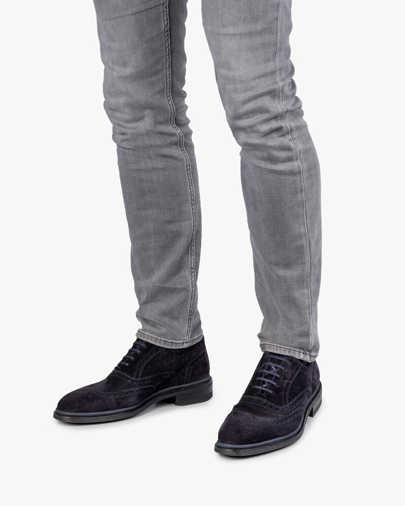 Brogue suede leather dark blue