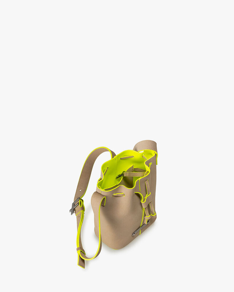Bucket bag suede leather beige
