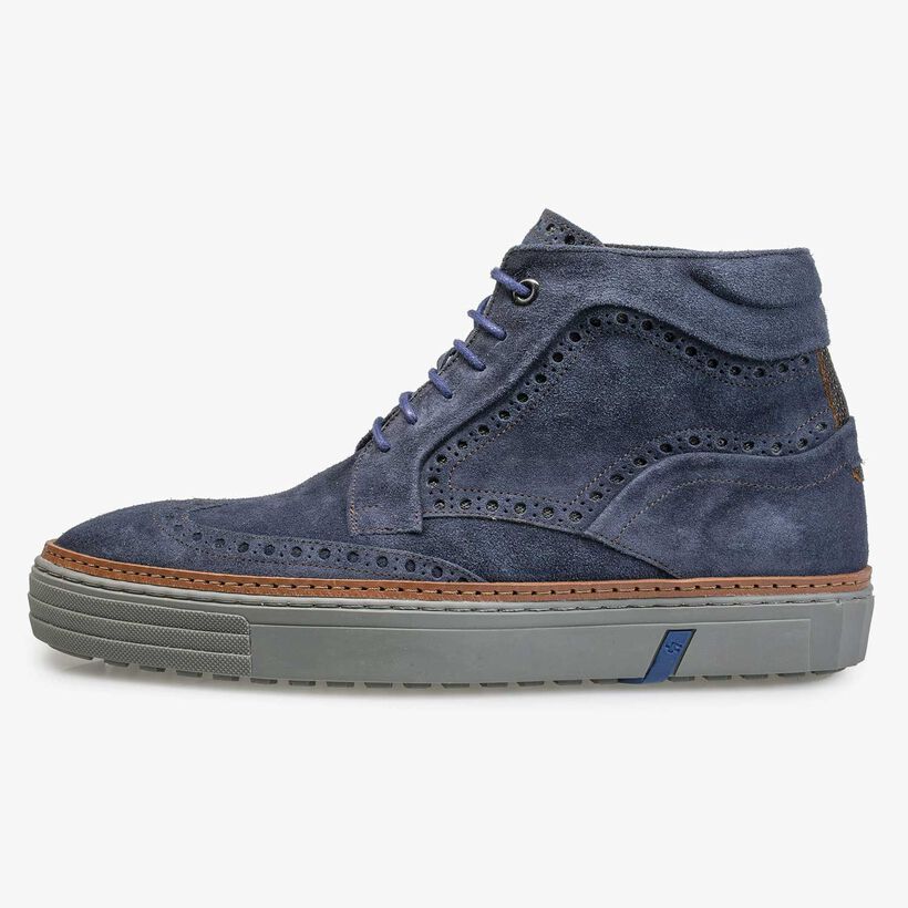 Blue suede leather brogue sneaker