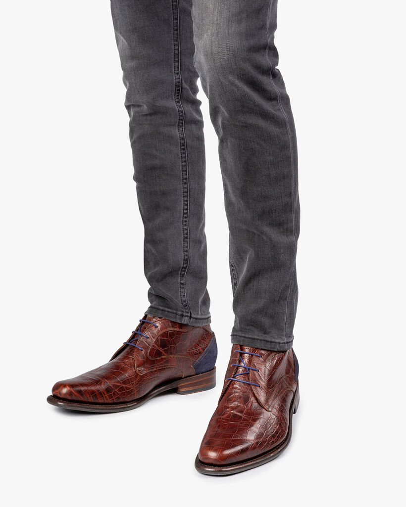 Veterboot crocoprint cognac