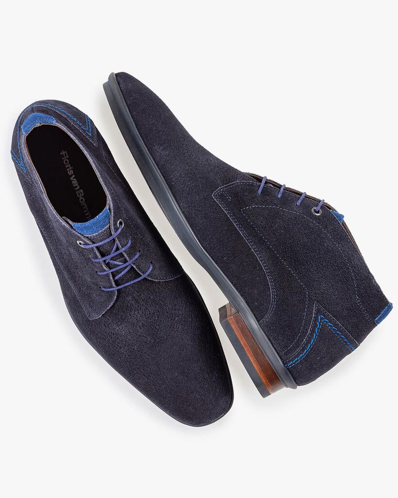 Veterboot blauw su&egrave;de