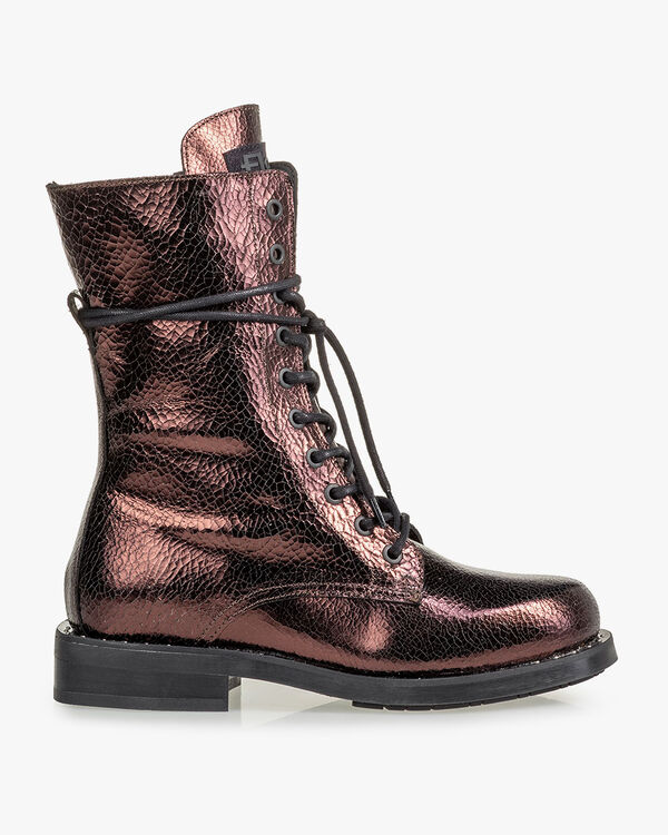 Lace boot leather dark brown