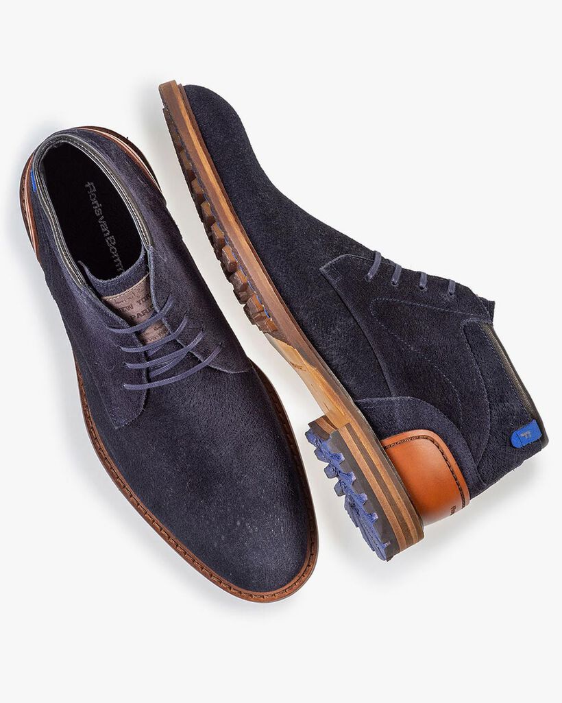 Crepi boot blue suede leather