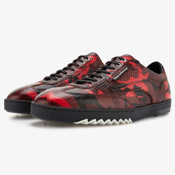 Floris van Bommel red leather men’s sneaker with snake print