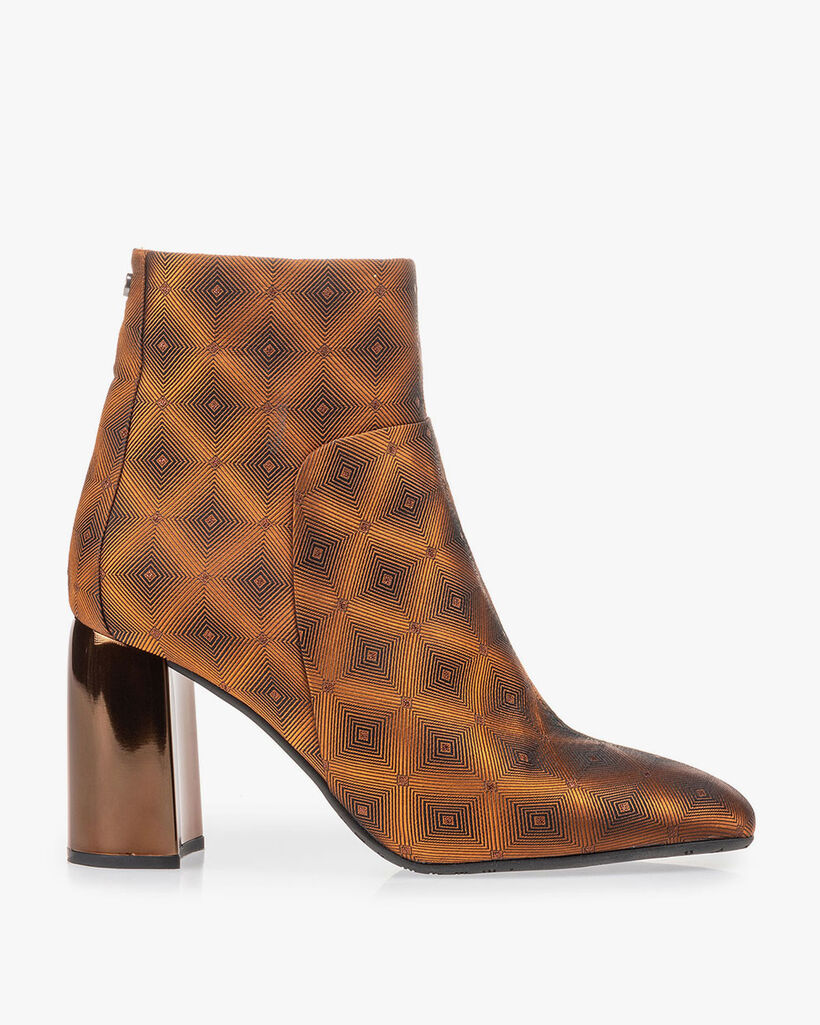 Ankle boot textile with print brown