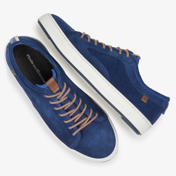 Blue washed suede leather sneaker