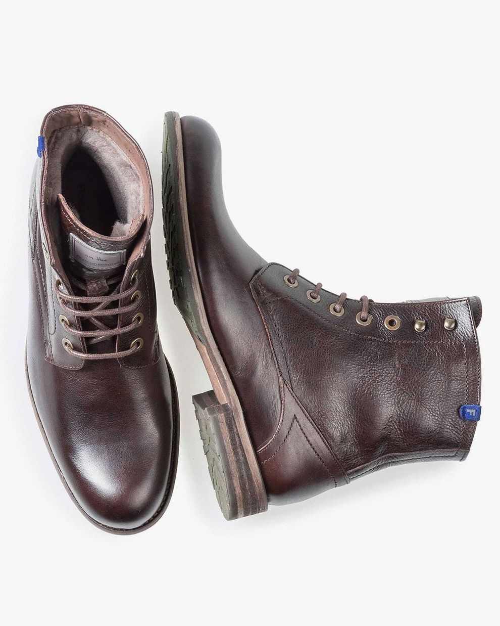 Lined calf leather lace boot – brown – 10751/15|Floris van Bommel®