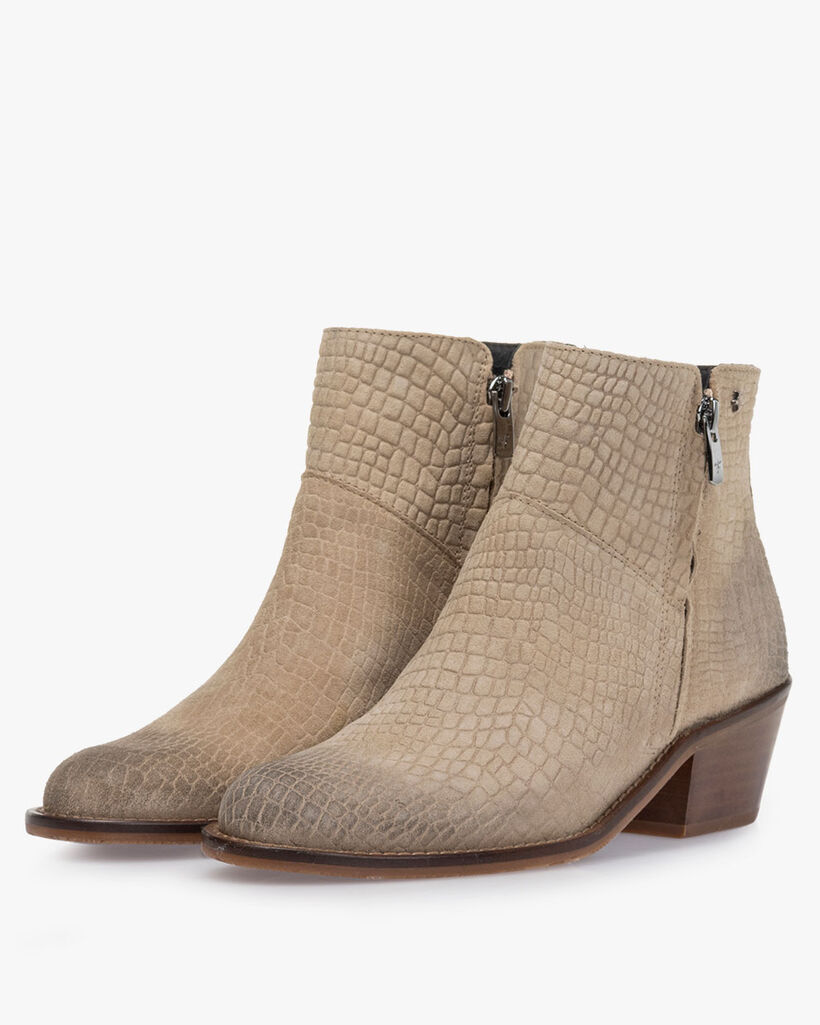 Ankle boot suede leather beige
