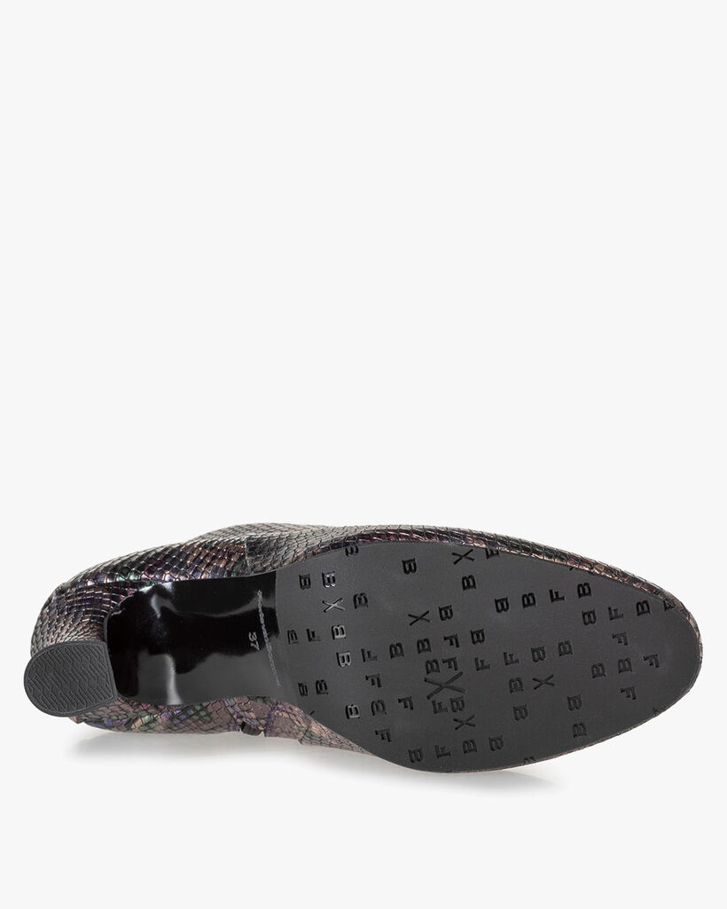 Enkellaars metallic print roze