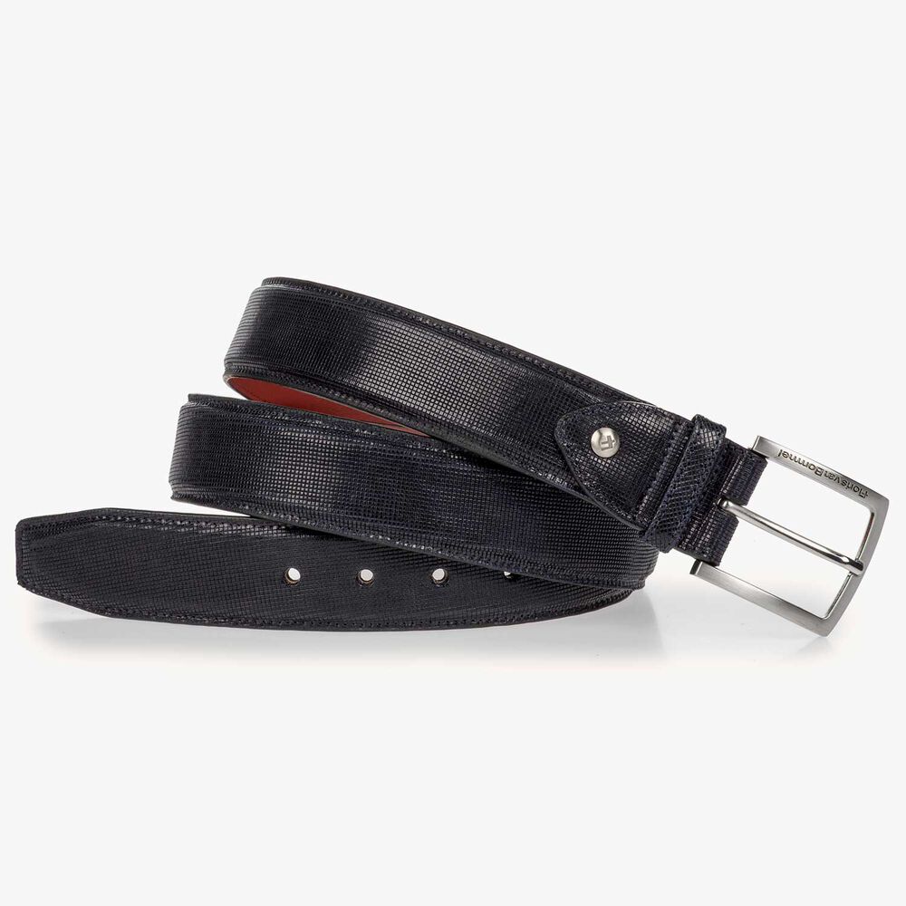 Blue printed calf’s leather belt