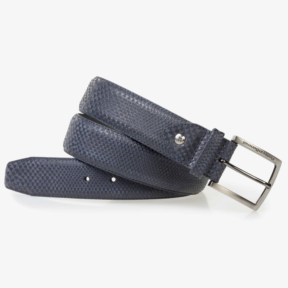 Dark grey calf suede leather belt with nubuck leather