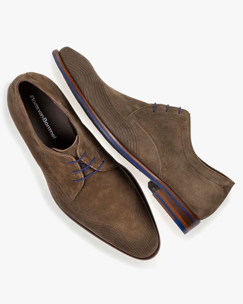 Lace shoe suede leather taupe