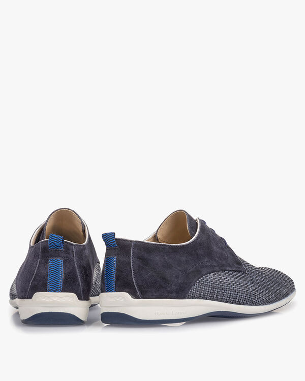 Blauwe veterschoenleer