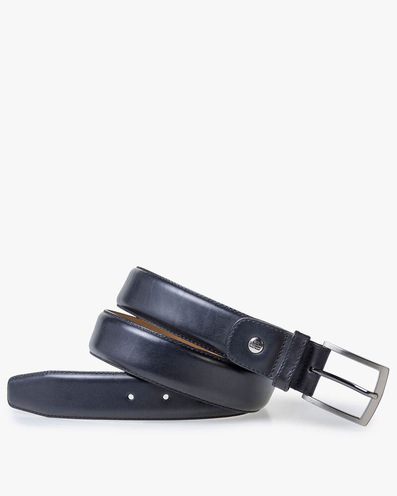 Dark blue calf leather belt
