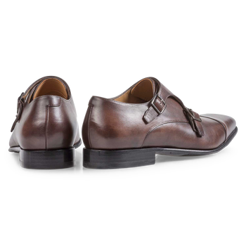 Brown calf leather monk strap