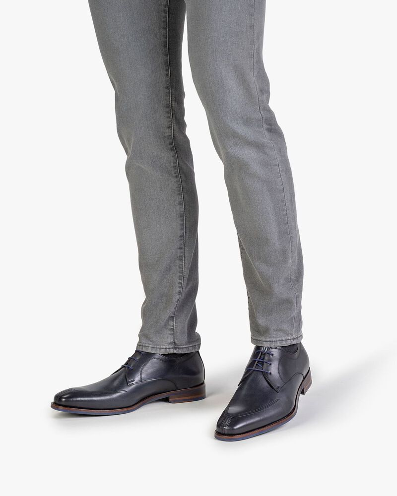 Lace shoe dark blue calf leather