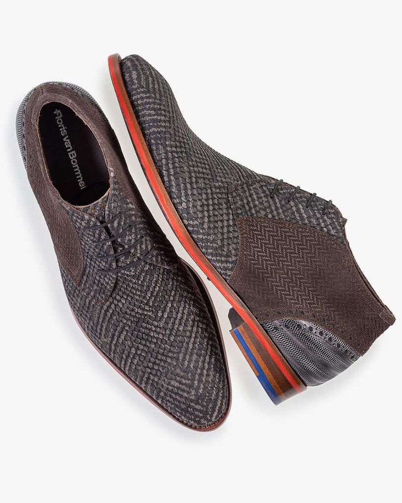 Lace boot grey with print