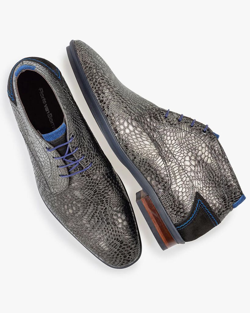 Veterboot met print grijs