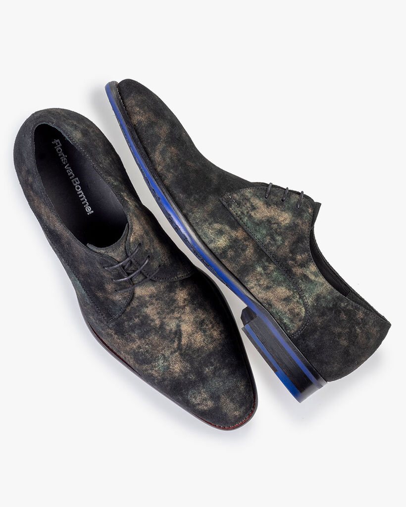 Lace shoe suede dark green