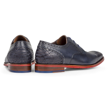 Veterschoen kalfsleer blauw