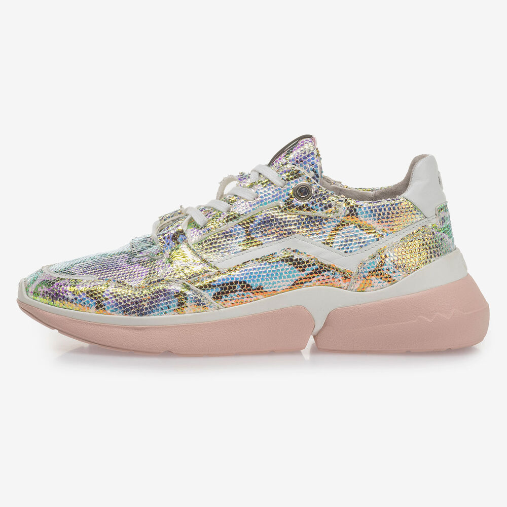 Sneaker met groen/gouden metallicprint