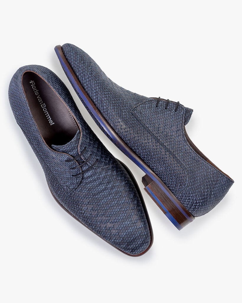 Lace shoe nubuck leather dark blue