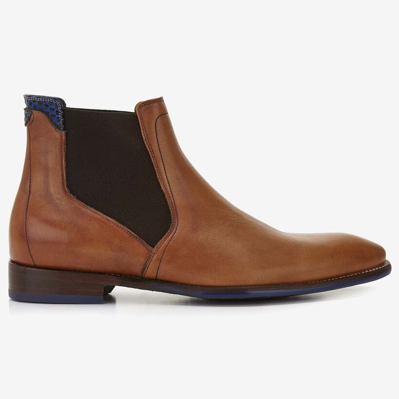 Floris van Bommel cognac leren heren chelseaboot