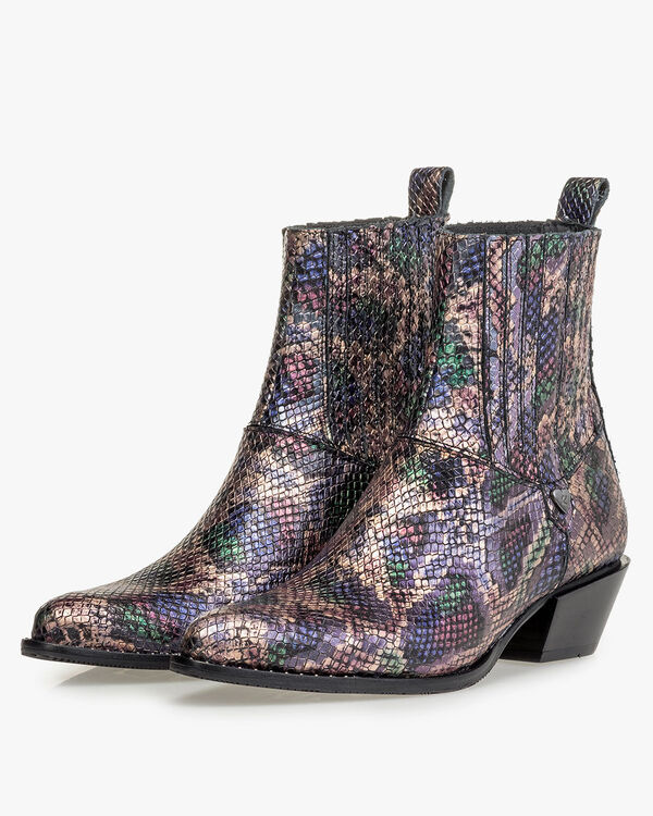 Chelsea boot metallic print roze