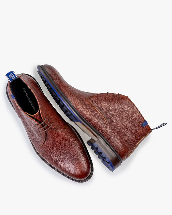 Veterboot geprint leer cognac