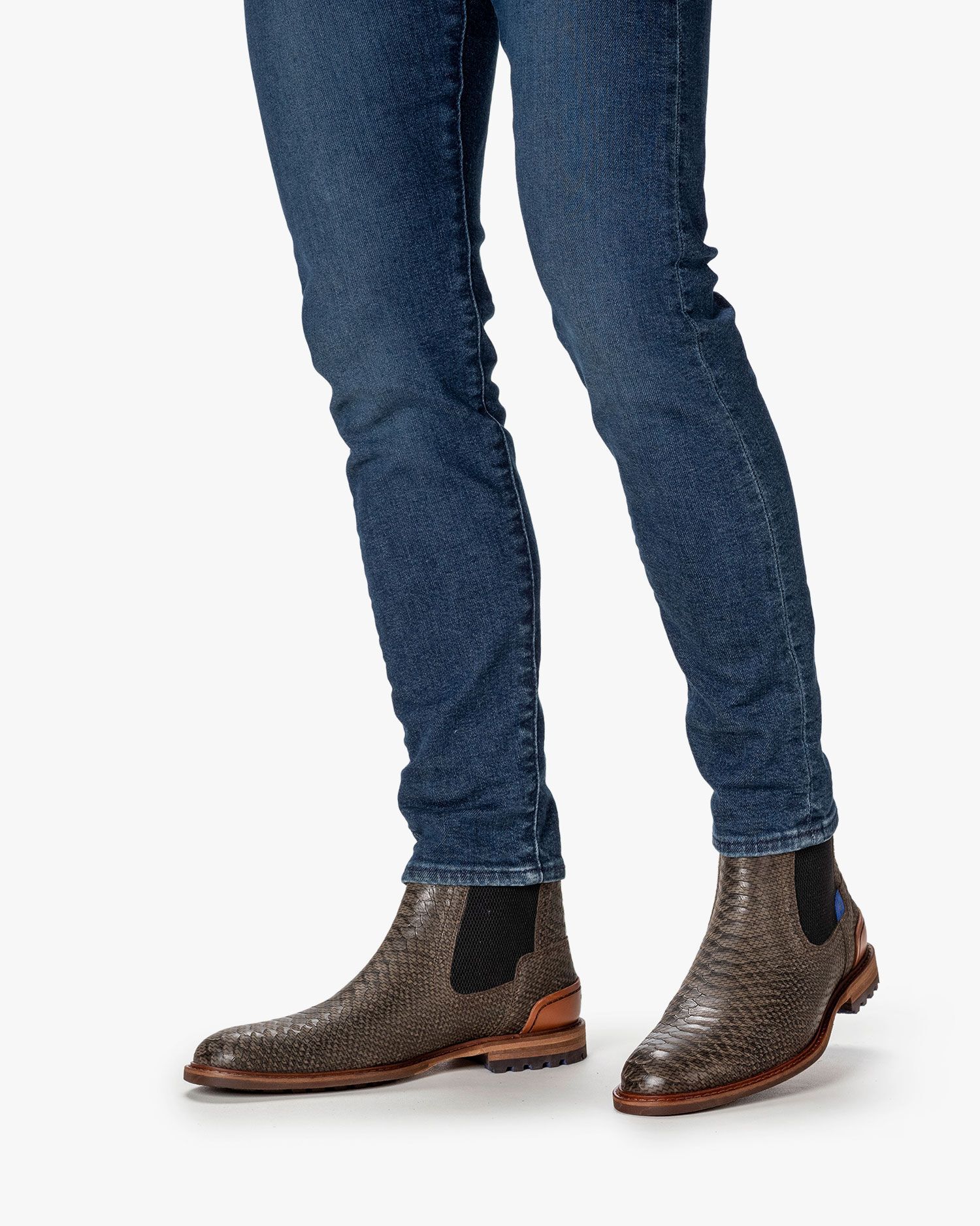 Chelsea boot reptielenprint groen SFM-60002-51-01 | Floris van Bommel®