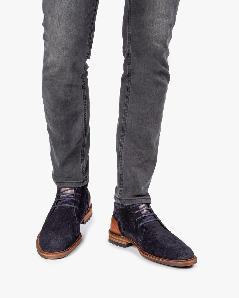 Crepi boot blue suede leather