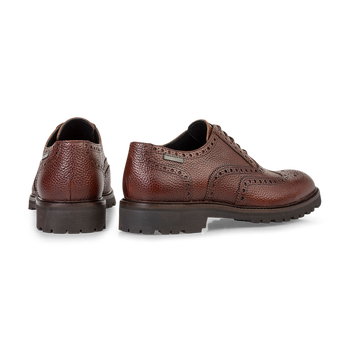 Lace shoe printed leather cognac